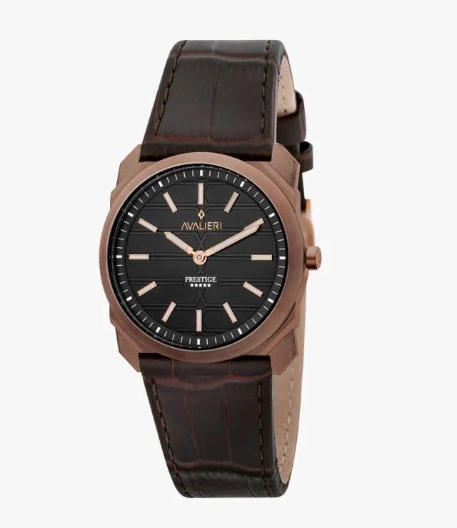 Avalieri Prestige Dora Men's Brown & Black Quartz Watch