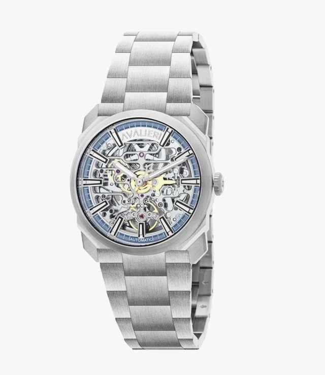 Avalieri Prestige Men's Silver & Blue Quartz Watch