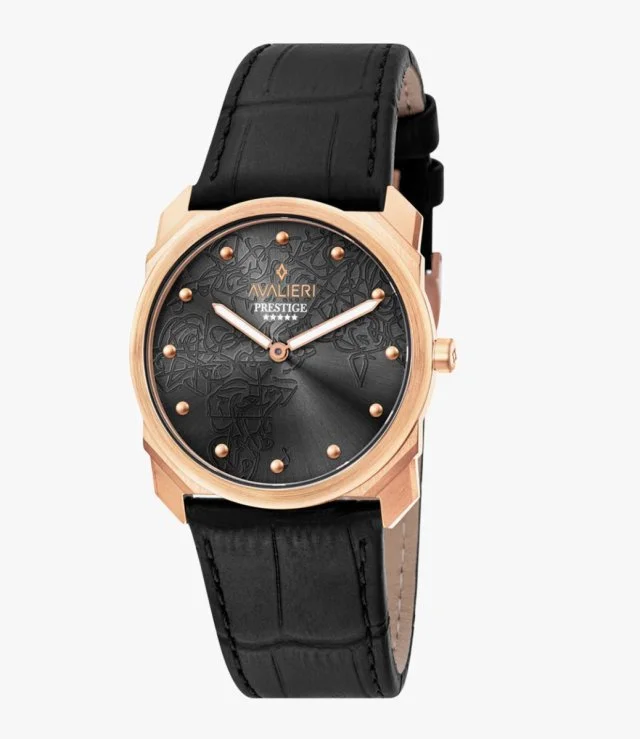Avalieri Prestige Men's Black Quartz Watch