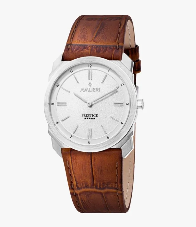 Avalieri Prestige Men's White Silver Dial Quartz Watch