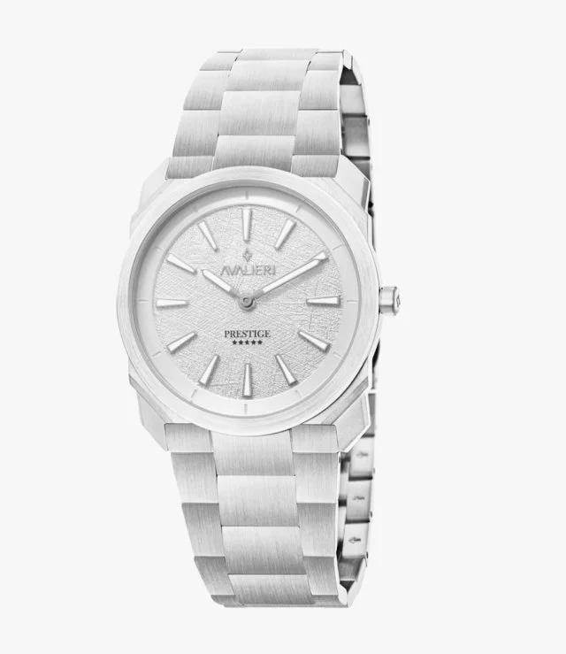 Avalieri Prestige Men's White Silver Quartz Watch
