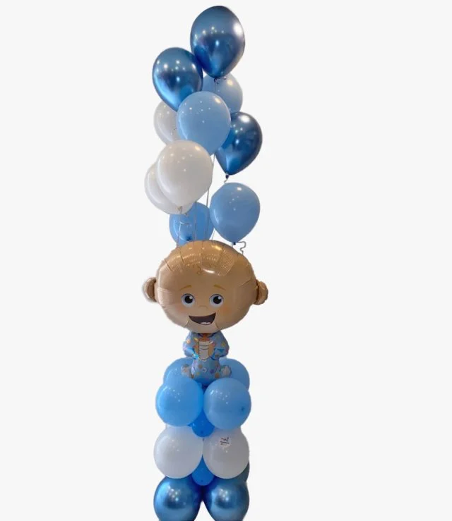 Baby Boy Balloon Arrangement With Baby Shaped Balloon