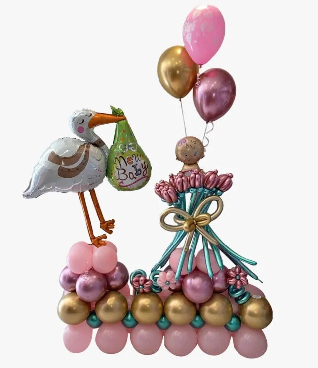 Baby Girl Balloon Arrangement 