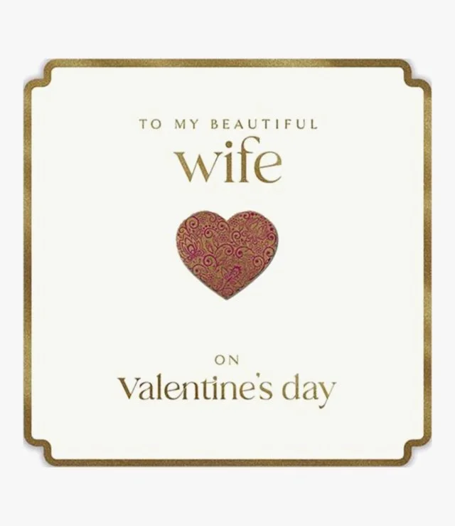Beautiful Wife Gold Red Heart Card by Alice Scott