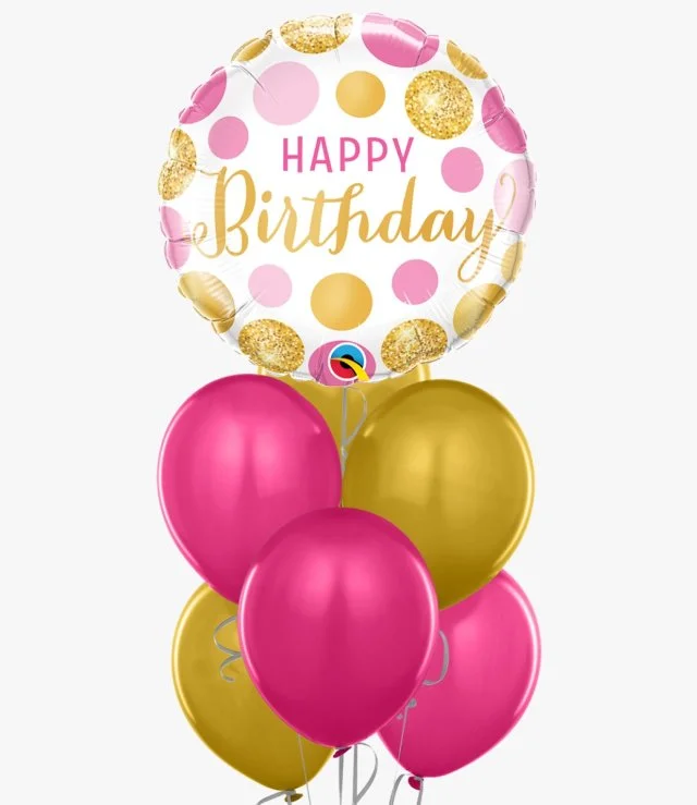 Birthday Pink & Gold Dots Balloon Bundle