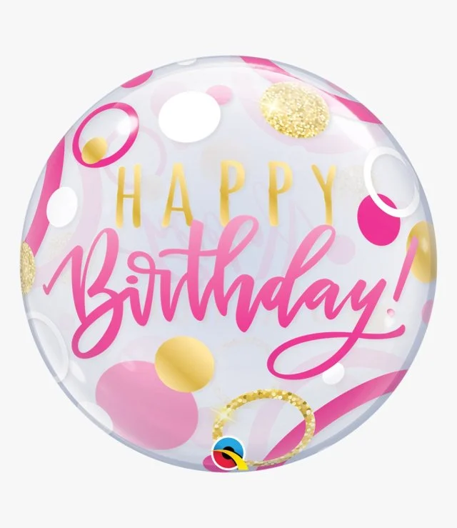 Birthday Pink & Gold Dots Bubble Balloon