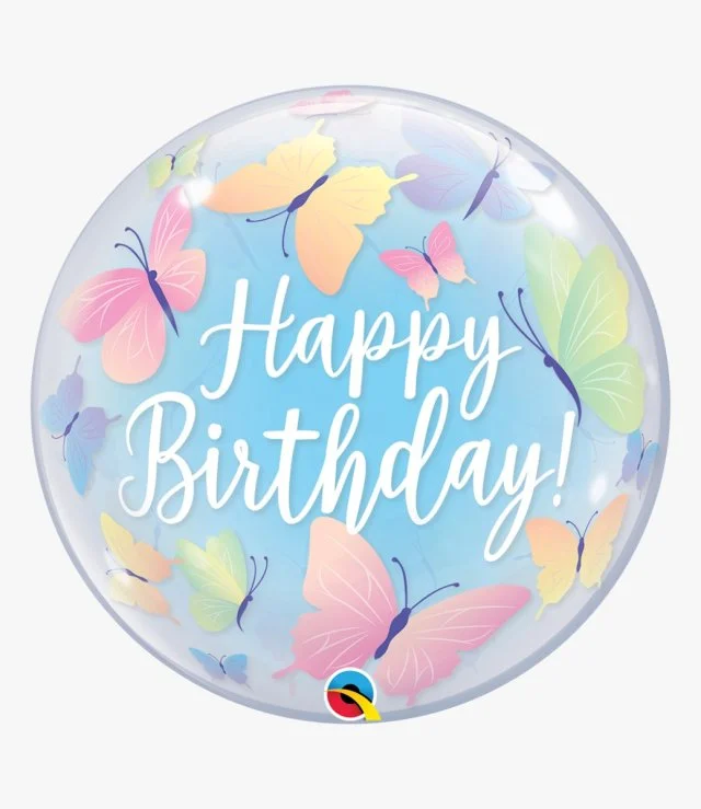 Birthday Soft Butterflies Bubble Balloon