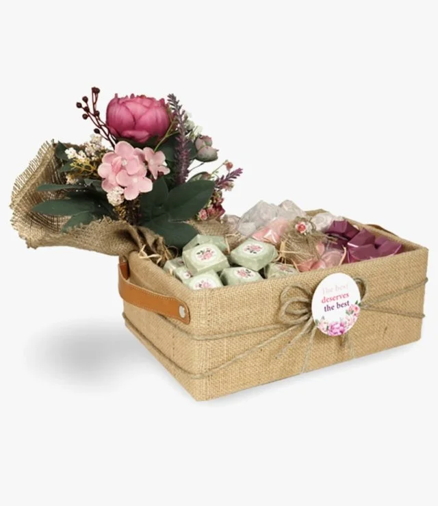Blooming with Grace - Small Chocolate Gift Basket By Blessing