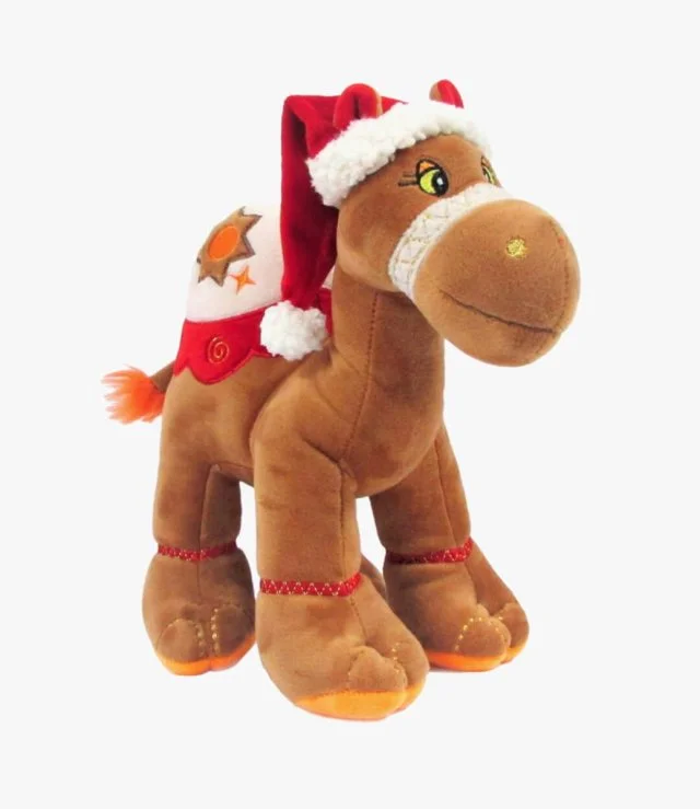 Brown Camel 18cm with Santa Hat by Fay Lawson