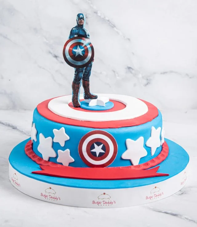 Captin America Design Cake By Sugar Daddy's Bakery 