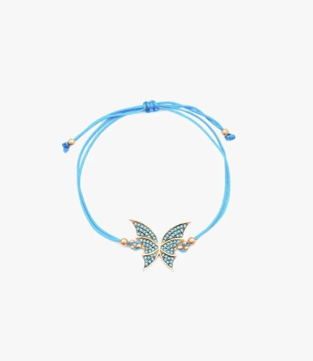 Celestial Butterfly Wings Fabric Chain Bracelet Encrusted with Genuine Zirconi by NAFEES