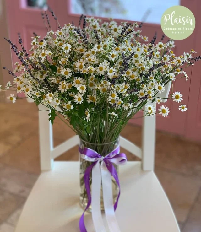 Chamomile and Lavender Vase Arrangement