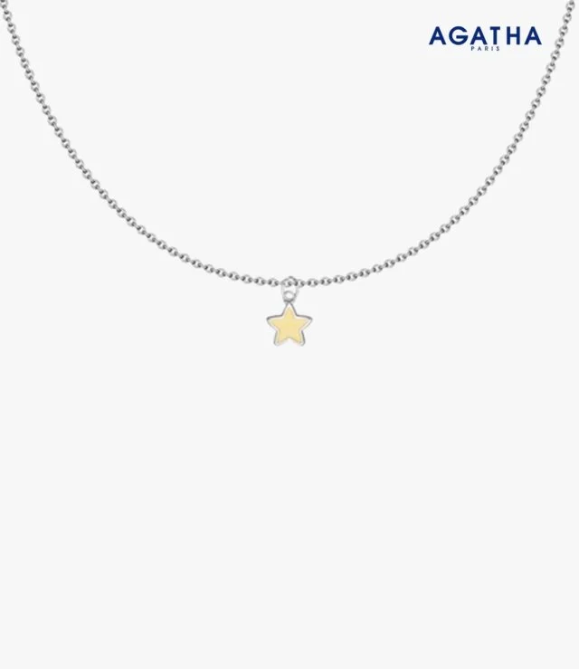 Children Necklace With Enamel Star on Silver Chain by Agatha Paris