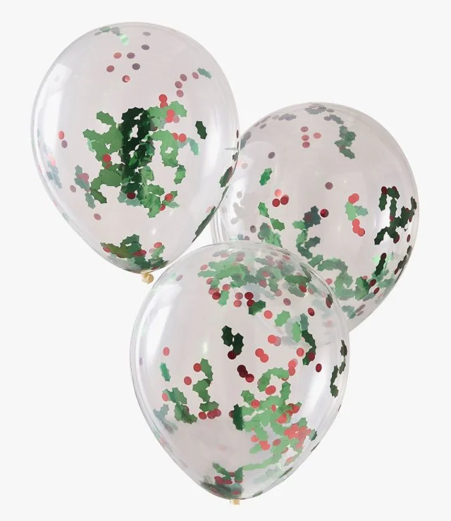Christmas Holly And Berries Confetti Party Balloons by Ginger Ray