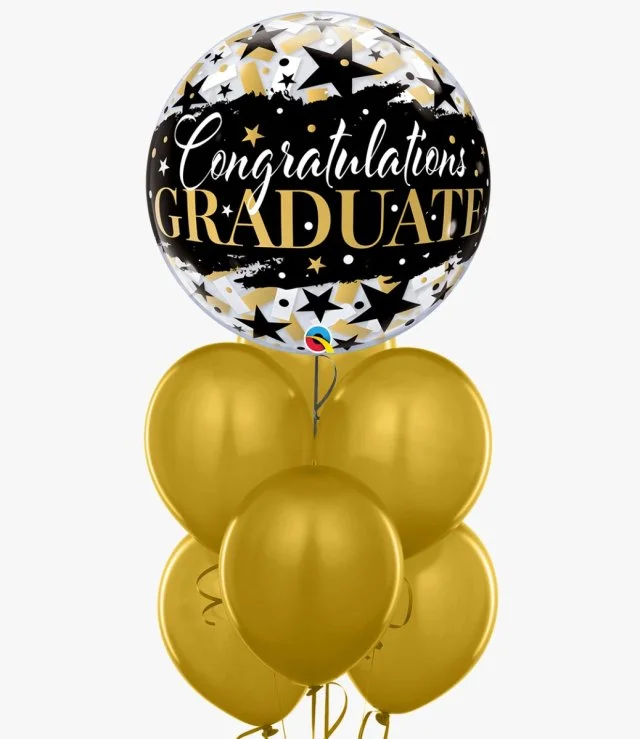 Congrats Graduate Bubble Gold Balloon Bundle