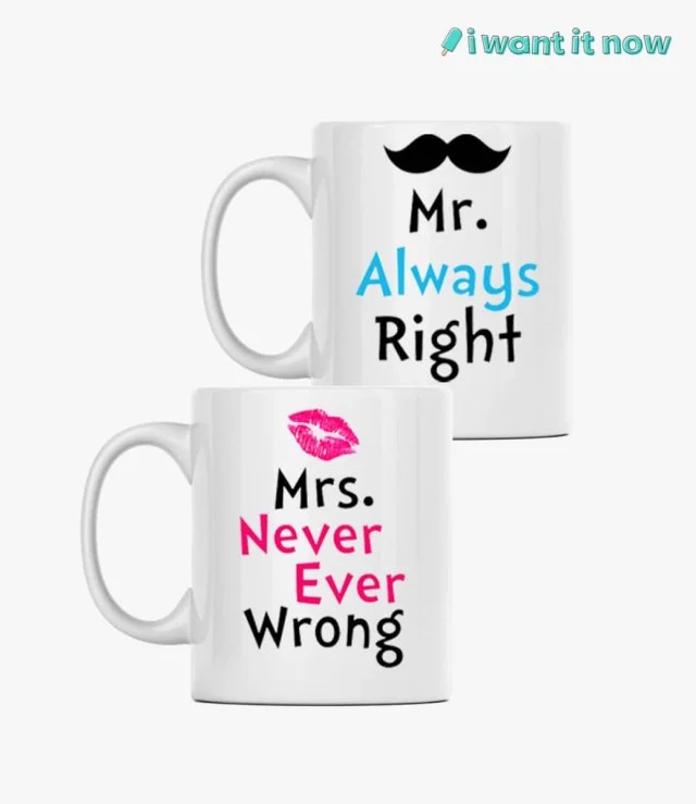 Couple Mugs - Mr Always & Mrs Never By I Want It Now