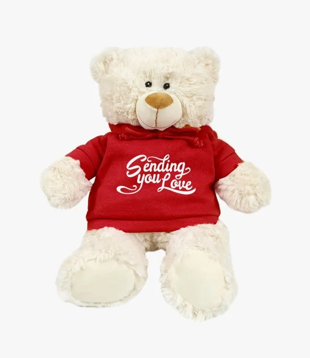 Cream Bear with Red Hoodie Sending You Love by Fay Lawson - 38cm 