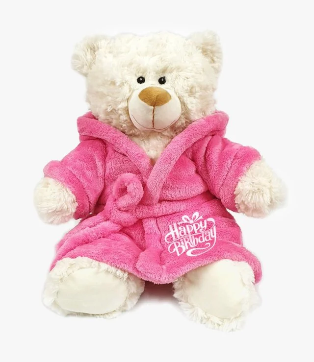 Bear with Birthday Pink Bathrobe By Fay Lawson