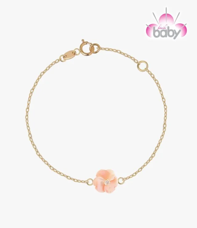 Diamond Floral Bracelet - Baby Pink