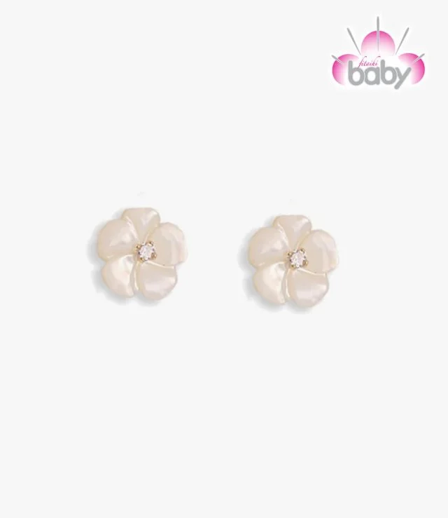 White Diamond Floral Earrings