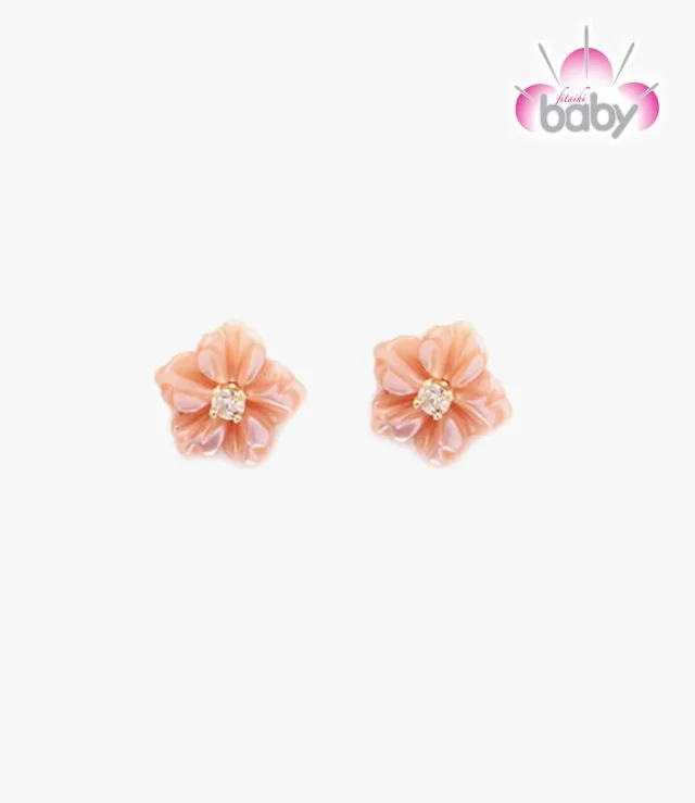 Pearl Pink Diamond Floral Earrings