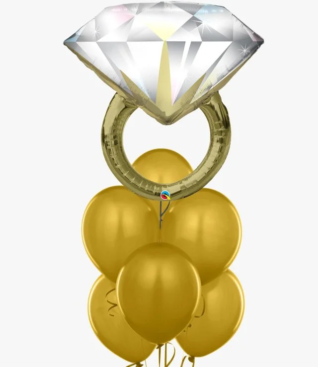 Diamond Ring Gold Balloon Bundle