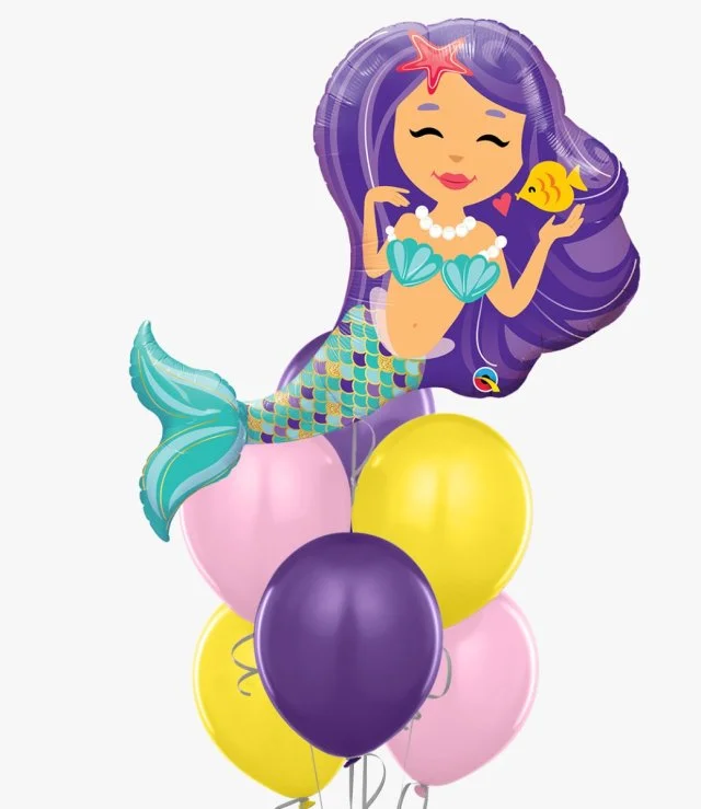 Enchanting Mermaid Pink Yellow Purple Balloon Bundle