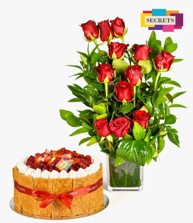 Fore Fraise Mille-Feuille & Red Roses Bundle 