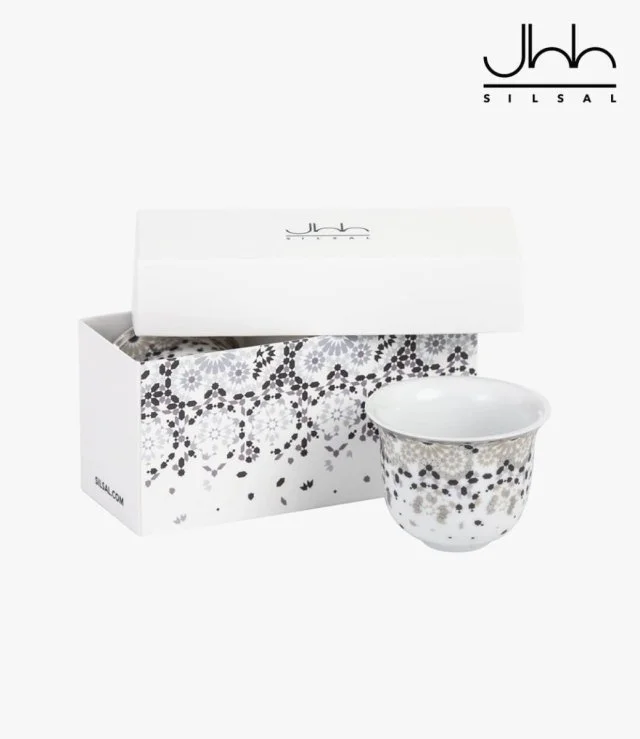 Gift Box of 2 Mirrors Arabic Coffee Cups - Silver by Silsal*