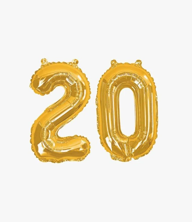 Gold Foil Balloons Number 20 ( Air Inflated )