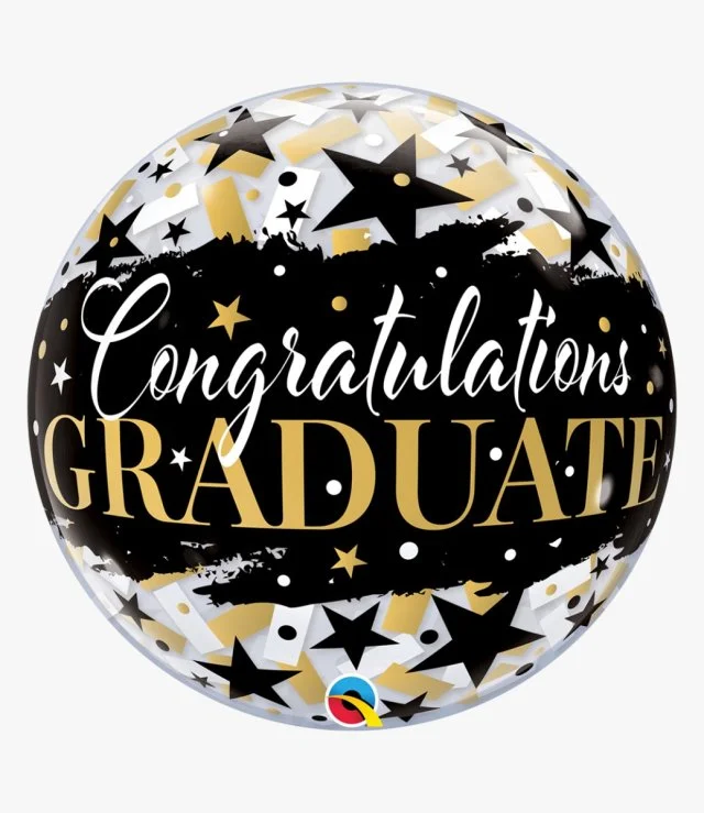 Graduate Black Stars Bubble Balloon