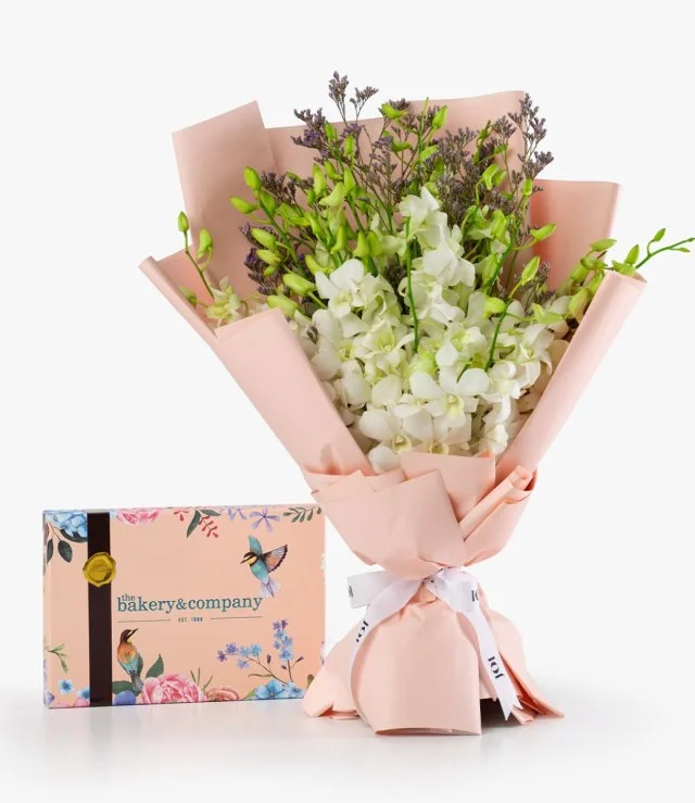 Hand Bouquet and Premium Assorted Chocolate by Bakery & Company Bundle