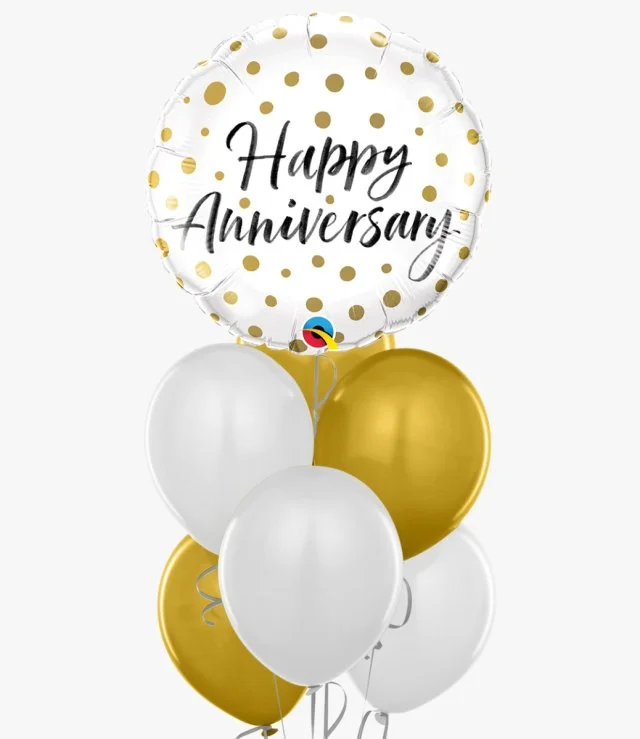 Happy Anniversary White & Gold Balloon Bundle