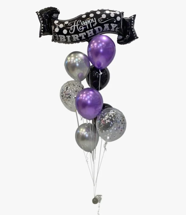 Happy Birthday Balloon Arrangement - Purple Theme