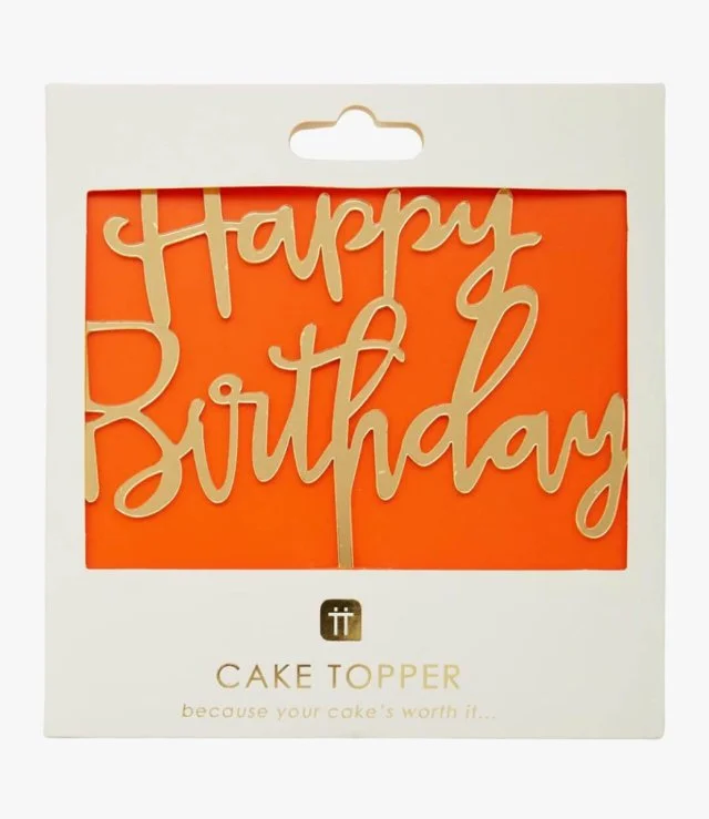 Happy Birthday Cake Topper Luxe Gold Acrylic by Talking Tables
