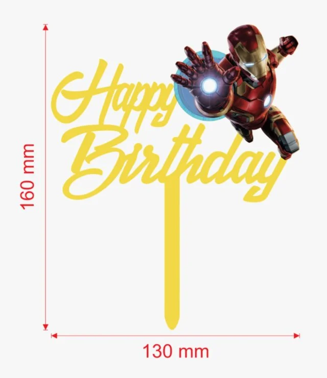 Happy Birthday Iron Man Cake Topper