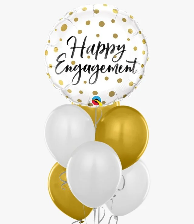 Happy Engagement White & Gold Balloon Bundle