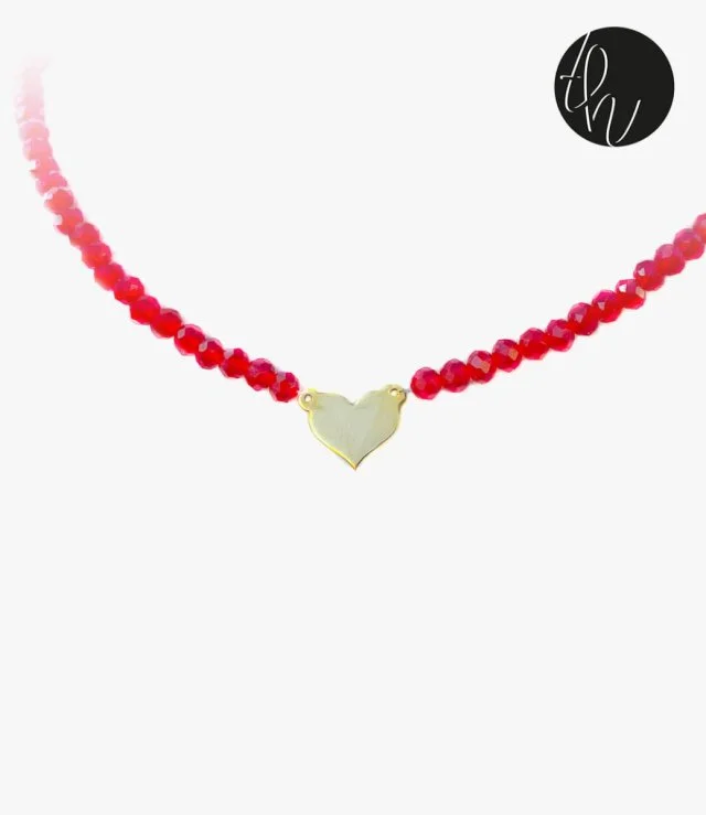 Heart  & Red Beads Necklace