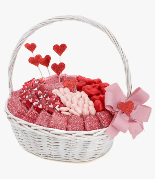 Hearts Valentine Luxury Chocolate Basket by Le Chocolatier Dubai
