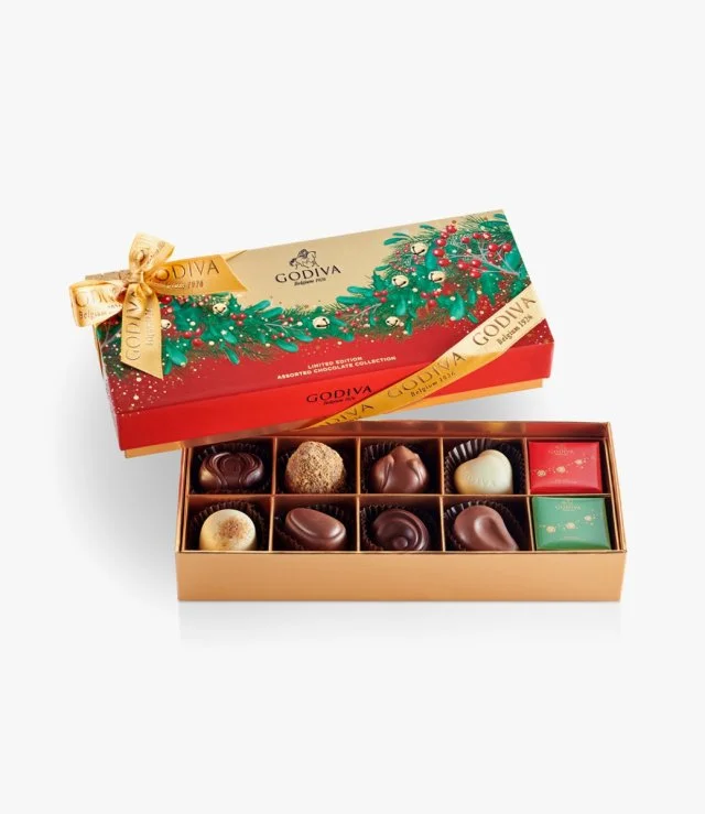 علبة هدايا كريسماس شوكولاتة متنوعة 18 قطعة من جوديفا 