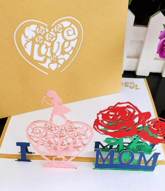 I Love Mom 3D Greeting Card