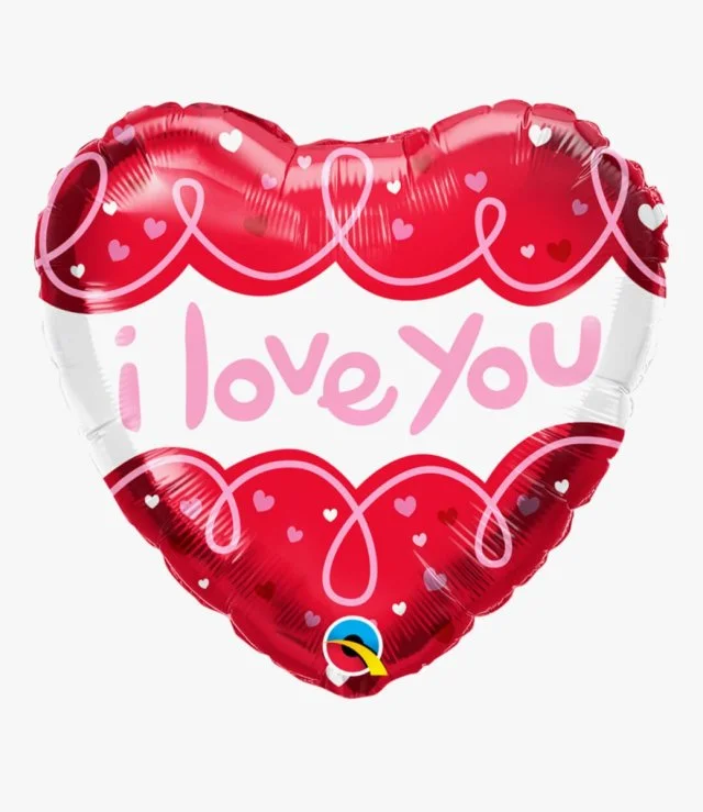 بالون فويل هيليوم على شكل قلب مع جملة "أنا أحبك"