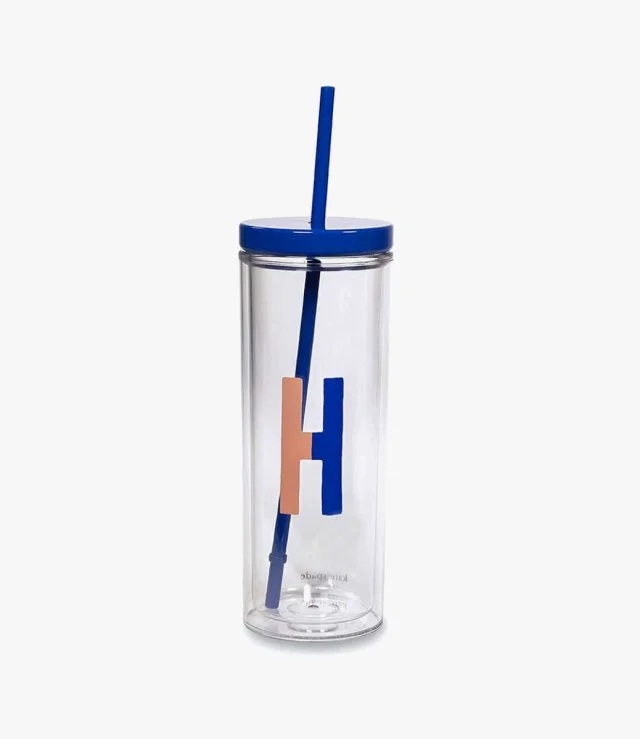 Initial Tumbler With Straw (Sparks of Joy), H by Kate Spade New York