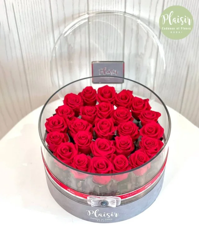 Vip Acrylic Round Red Infinity Roses By Plaisir