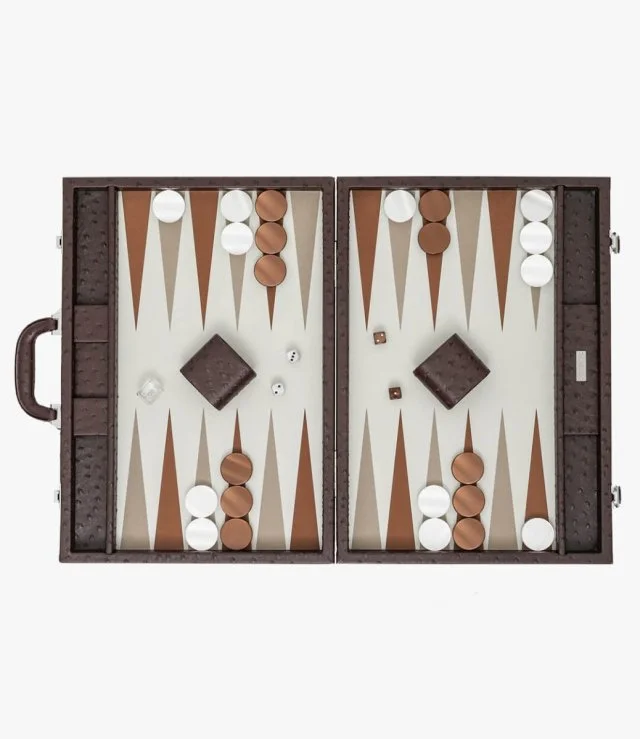 Large Brown Ostrich Backgammon Set By VIDO Backgammon