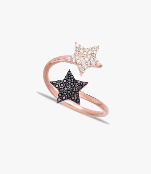Sparkling Stars Gold-plated Ring With Shiny Zircon Beads