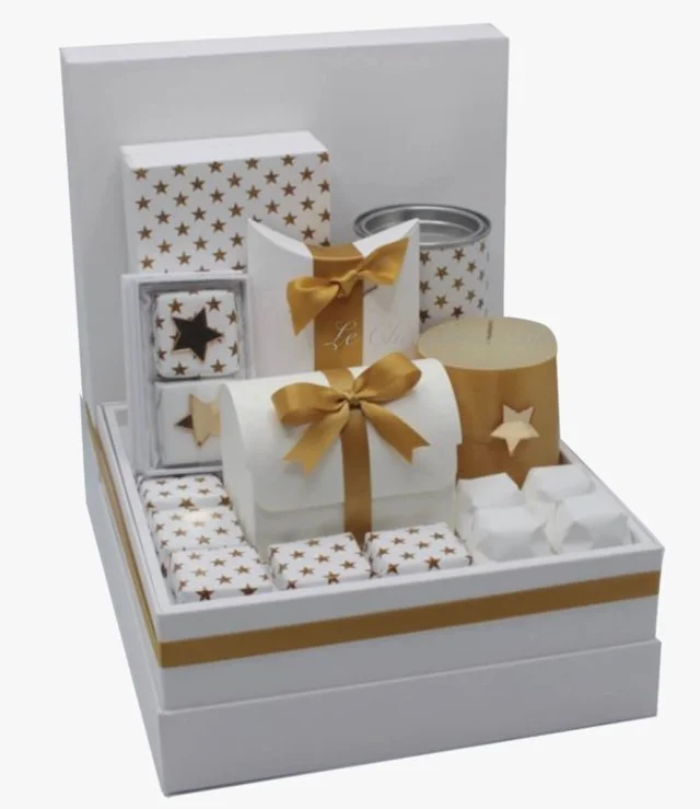 Luxury Gold Stars Chocolate & Sweets Hamper 2 By Le Chocolatier