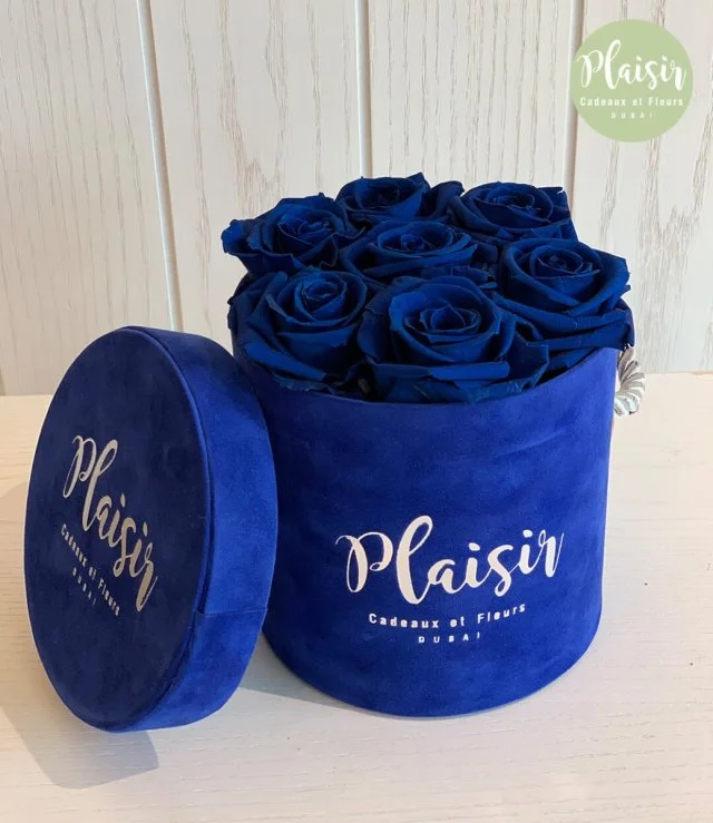 Luxury Long Life Roses In Blue Box By Plaisir