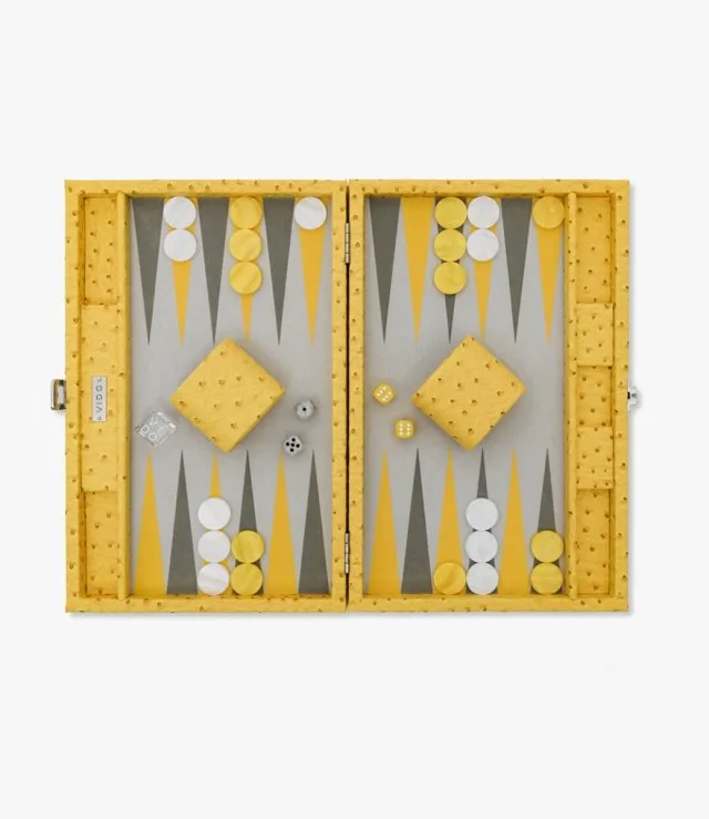 Medium Yellow Ostrich Backgammon Set By VIDO Backgammon