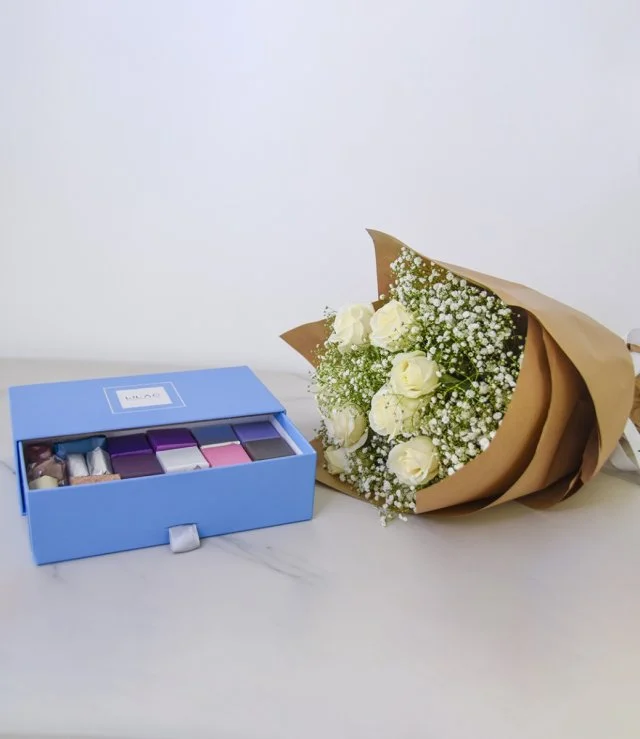 Mixed Chocolate Box  and Flowers Bundle by Lilac